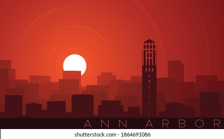 Ann Arbor Low Sun Skyline Scene