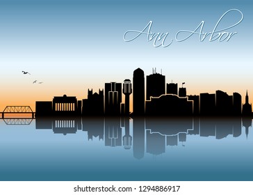 Ann Arbor skyline - Michigan, United States of America, USA - vector illustration