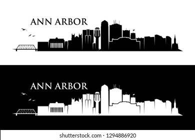 Ann Arbor skyline - Michigan, United States of America, USA - vector illustration