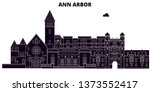 Ann Arbor,United States, vector skyline, travel illustration, landmarks, sights. 