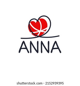Nombre femenino de Anna Calligraphy, ilustración vectorial.