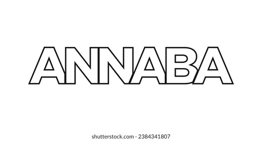 Annaba in the Algeria emblem for print and web. Design features geometric style, vector illustration with bold typography in modern font. Graphic slogan lettering isolated on white background.