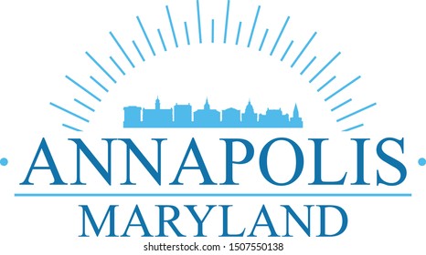 Annapolis Maryland City. Banner Design. City Skyline. Silhouette Vector. Famous Monuments.