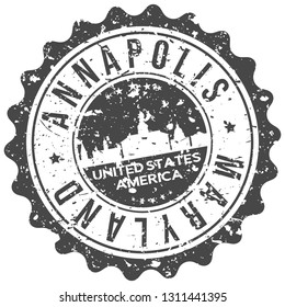 Annapolis Maryland. City Skyline. Silhouette City. Design Vector. Famous Monuments.
