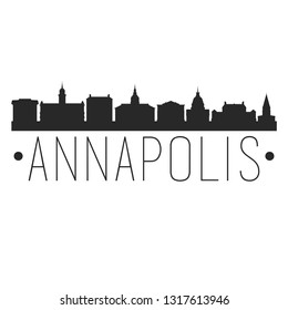 Annapolis Maryland. City Skyline. Silhouette City. Design Vector. Famous Monuments.