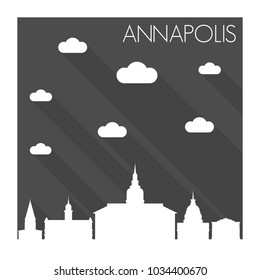 Annapolis Maryland Skyline City Flat Silhouette Design Background