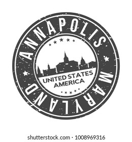 Annapolis Maryland USA Stamp Logo Icon Symbol Design Skyline City.