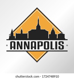 Annapolis, MD, USA Skyline Logo. Adventure Landscape Design Vector Illustration.