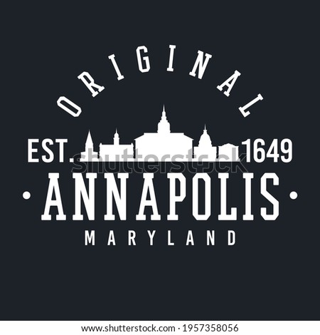 Annapolis, MD, USA Skyline Original. A Logotype Sports College and University Style. Illustration Design Vector.