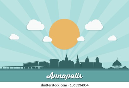 Annapolis skyline - Maryland - United States of America, USA - vector illustration