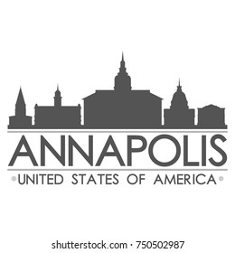 Annapolis Skyline Silhouette Design City Vector Art Famous Buildings