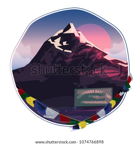 Annapurna moutain basecamp - vector illustration