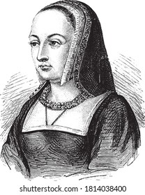 Anne of Brittany. Vintage engraving. From Popular France, 1869.