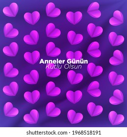 Anneler Günü Kutlu Olsun. Translate: Happy Mothers Day. Vector Illustration With Lettering