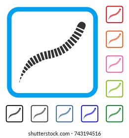 Annelid Worm icon. Flat grey iconic symbol in a light blue rounded frame. Black, gray, green, blue, red, orange color additional versions of Annelid Worm vector.
