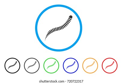 Annelid Worm rounded icon. Style is a flat annelid worm gray symbol inside light blue circle with black, gray, green, blue, red, orange versions. Vector designed for web and software interfaces.