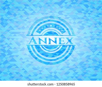 Annex light blue emblem with triangle mosaic background