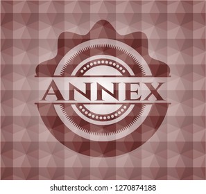 Annex red emblem with geometric pattern. Seamless.