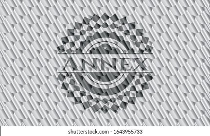 Annex silver badge. Scales pattern. Vector Illustration. Detailed.