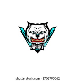 anngry dog mascot initial logo