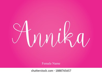 Annika-Female Name Calligraphy White Color Text On Pink Gradient Background 