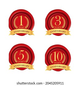 Anniversaries sealing wax  icon illustration set