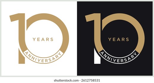 anniversary 10th logotype vector with brown and white color for special celebration day