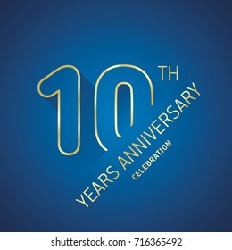 Anniversary 10th Years Celebration Logo Gold Blue Greeting Card