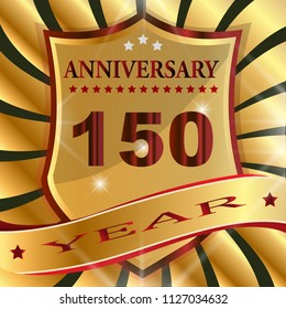 Anniversary 150 th  label with ribbon.