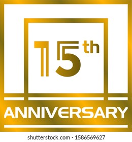 Anniversary 15th Gold Color Simple Vector Design