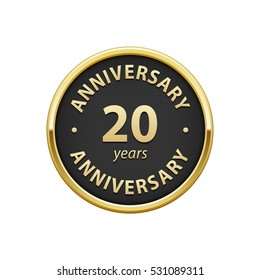 Golden Badge 20 Years Anniversary Logo Stock Vector (Royalty Free ...