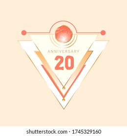 Anniversary of 20 years. Vector design template for banner, card, poster, emblem. 