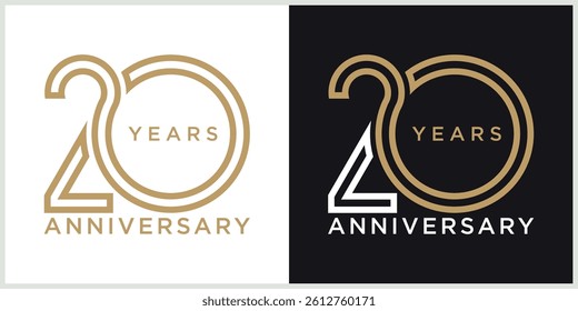 anniversary 20th logotype vector with brown and white color for special celebration day