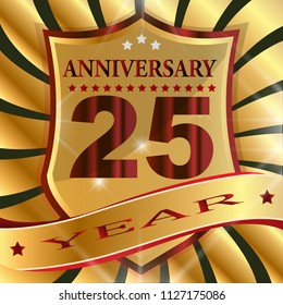  Anniversary 25 th  label with ribbon.