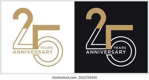 anniversary 25th logotype vector with brown and white color for special celebration day