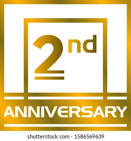 Anniversary 2nd Gold Color Simple Vector Design