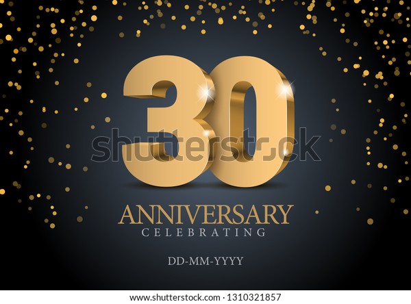 Anniversary 30 Gold 3d Numbers Poster Stock Vector (Royalty Free ...