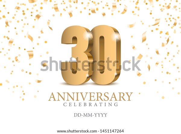 Anniversary 30 Gold 3d Numbers Poster Stock Vector (royalty Free 