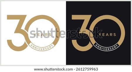 anniversary 30th logotype vector with brown and white color for special celebration day
