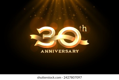 Aniversario 30 años, celebración de oro, evento de cumpleaños. Ilustración de vector