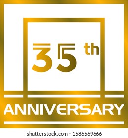 Anniversary 35th Gold Color Simple Vector Design