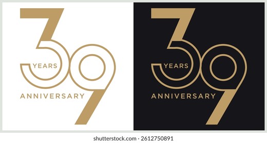 anniversary 39th logotype vector with brown and white color for special celebration day