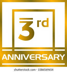 Anniversary 3rd Gold Color Simple Vector Design