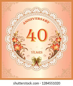 Anniversary 40 years, happy Birthday, celebration, greeting card, background, holidays.Vector illustration 