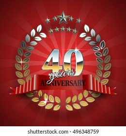 Anniversary 40th ring with red ribbon.