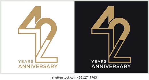 anniversary 42th logotype vector with brown and white color for special celebration day