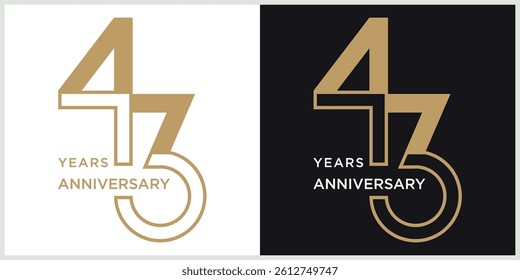 anniversary 43th logotype vector with brown and white color for special celebration day