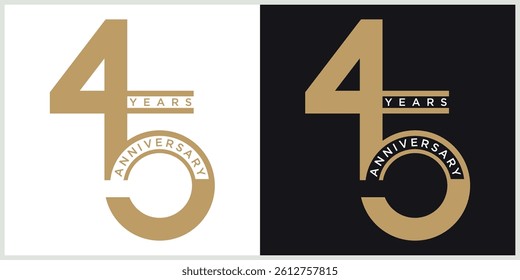 anniversary 45th logotype vector with brown and white color for special celebration day