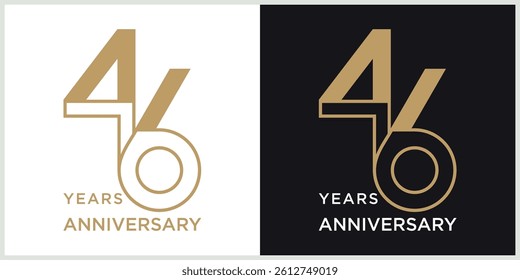 anniversary 46th logotype vector with brown and white color for special celebration day