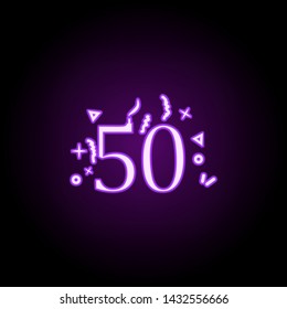 Anniversary of 50th dusk style neon icon. Elements of birthday set. Simple icon for websites, web design, mobile app, info graphics